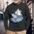 Ice Sailing Hedgehog Ice Sailing Ice Boating Yachting Langarmshirts Geschenke für alte Männer