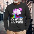 Ich Hasse Menschen Kotzendes Einhorn Unicorn Fun Langarmshirts Geschenke für alte Männer