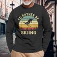 I'd Rather Be Skiing Retrointage Skifahrer Ski Herren Papa Jungen Langarmshirts Geschenke für alte Männer