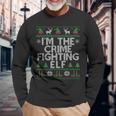 I'm The Crime Fighting Elf Police Officer Ugly Christmas Cop Long Sleeve T-Shirt Gifts for Old Men