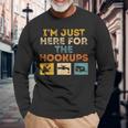 I'm Just Here For The Hookups Camp Rv Camper Camping Long Sleeve T-Shirt Gifts for Old Men