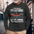 I'm Thinking About Roller Coasters Amusement Ride Lover Long Sleeve T-Shirt Gifts for Old Men