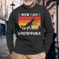 Now I'm Unstoppable Vintage T-Rex Dinosaur Long Sleeve T-Shirt Gifts for Old Men