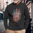 IndianaDistressed Look Checkered Flag Long Sleeve T-Shirt Gifts for Old Men
