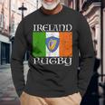 Ireland Rugby Vintage Irish Flag Rugby Fan Long Sleeve T-Shirt Gifts for Old Men