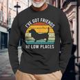 I've Got Friends In Low Places Basset Hound Retro Long Sleeve T-Shirt Gifts for Old Men