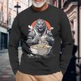 Japanese Monster Kaiju Eating Ramen Long Sleeve T-Shirt Gifts for Old Men