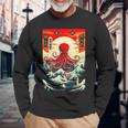 Japanese Octopus Waves Sun Japan Anime Travel Souvenir Long Sleeve T-Shirt Gifts for Old Men