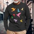 Japanese Origami Paper Folding Artist Crane Origami Long Sleeve T-Shirt Gifts for Old Men