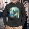 Japonés Tortuga Mar Gran Ola Kanagawa Japón Arteintage Camiseta de manga larga Regalos para ancianos