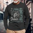 Jesus Is King Lion Of Judah Bible Faith Graphic Christian Long Sleeve T-Shirt Gifts for Old Men