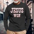 Jesus Won Texas Christianity Religion Jesus Won Texas Long Sleeve T-Shirt Gifts for Old Men