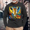 Jirafa Africano Animales Motivo África Colorido Jirafa Amantes Camiseta de manga larga Regalos para ancianos