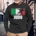 Judo Sport Italy Flag Italian Martial Artist Long Sleeve T-Shirt Gifts for Old Men