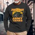 Just A Boy Who Loves Army Tanks Vintage Military Tank Long Sleeve T-Shirt Gifts for Old Men