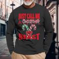 Just Call A Christmas Beast With Cute Crossed Candy Canes Long Sleeve T-Shirt Gifts for Old Men