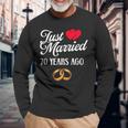 Just Married 70 Years Ago Couple 70Th Anniversary Long Sleeve T-Shirt Gifts for Old Men