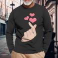 K-Pop Hand Symbol Heart K-Drama Korean Pop Music Fan Long Sleeve T-Shirt Gifts for Old Men