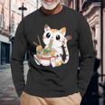 Kawaii Cat Ramen Noodles Anime Neko Japanese Manga Otaku Long Sleeve T-Shirt Gifts for Old Men