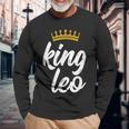 King Leo Crown Zodiac Sign Birthday Long Sleeve T-Shirt Gifts for Old Men