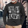 Kiss Me I'm Irish Saint Patrick's Day Long Sleeve T-Shirt Gifts for Old Men