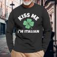 Kiss Me I'm Italian St Patrick's Day Irish Italy Long Sleeve T-Shirt Gifts for Old Men