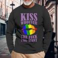 Kiss Whoever The F You Want Lgbt Pride Month Lgbtq Rainbow Long Sleeve T-Shirt Gifts for Old Men