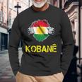 Kobani Kobane Kurdish Kurd Symbol Kurdistan Flag Langarmshirts Geschenke für alte Männer