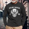 Krav Maga Gear Israeli Combat Training Self Defense Skull Long Sleeve T-Shirt Gifts for Old Men