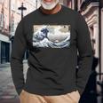 La Gran Ola De Kanagawa Katsushika Hokusai Camiseta de manga larga Regalos para ancianos