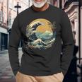 La Gran Ola Y Las Montañas Arte Japonés Kanagawa Camiseta de manga larga Regalos para ancianos