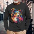 Langhaar Collie Welpe Langarmshirts Geschenke für alte Männer