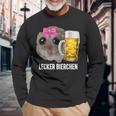 Lecker Bierchen X Sad Hamster Meme Bier Weizenbier Weißbier Langarmshirts Geschenke für alte Männer