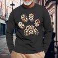 Leopard Cheetah Paw Print Long Sleeve T-Shirt Gifts for Old Men