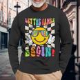 Let The Games Begin Happy Field Day Field Trip Fun Day Retro Long Sleeve T-Shirt Gifts for Old Men