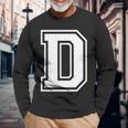 Letra D Estilo Universitario Cool Camiseta de manga larga Regalos para ancianos