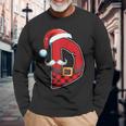 Letter D Initial Name Plaid Santa Hat Christmas Long Sleeve T-Shirt Gifts for Old Men