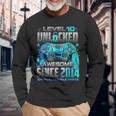 Level 10 Unlocked Awesome Since 2014 10Th Birthday Gaming Long Sleeve T-Shirt Gifts for Old Men