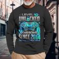 Level 10 Unlocked Awesome Since 2014 10Th Birthday GamingLong Sleeve T-Shirt Gifts for Old Men