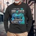 Level 15 Unlocked Awesome Since 2009 15Th Birthday Gaming Long Sleeve T-Shirt Gifts for Old Men