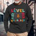 Level 8 Unlocked Gaming Birthday Boys Kid 8Th Birthday Gamer Long Sleeve T-Shirt Gifts for Old Men