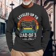 Leveled Up To Dad Of 3 Three Daddy Again 2024 Father's Day Long Sleeve T-Shirt Gifts for Old Men