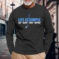 Life Is Simple Eat Sleep Golf Repeat Long Sleeve T-Shirt Gifts for Old Men