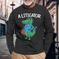 A Litigator Alligator Lover Law Justice Attorney Lawyer Long Sleeve T-Shirt Gifts for Old Men