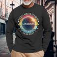 Louisiana Total Solar Eclipse April 8Th 2024 Retro Vintage Long Sleeve T-Shirt Gifts for Old Men