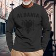 I Love Albania Minimalist Flag Of Albanians Long Sleeve T-Shirt Gifts for Old Men