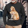 I Love Dad Patriotic Golden Retriever Canine Dog Lover Long Sleeve T-Shirt Gifts for Old Men