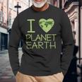 I Love Heart Planet Earth GlobeLong Sleeve T-Shirt Gifts for Old Men
