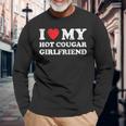 I Love My Hot Cougar Girlfriend Gf I Heart My Hot Girlfriend Long Sleeve T-Shirt Gifts for Old Men