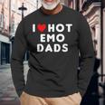 I Love Hot Emo Dads Red Heart Long Sleeve T-Shirt Gifts for Old Men
